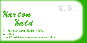 marton wald business card